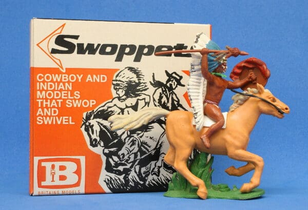 Swoppet Indian Chief with Spear, Mounted (2nd Series Horse)