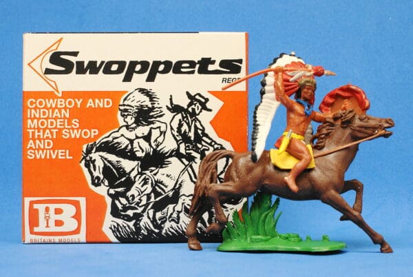 Swoppet Indian Chief with Spear, Mounted (2nd Series Horse)