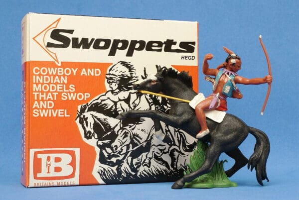 Swoppet Indian Brave with Bow, Mounted (2nd Series Horse)