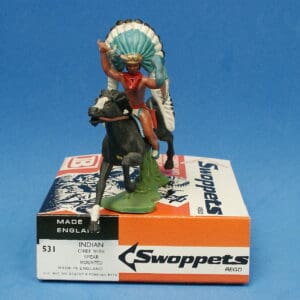 Swoppet Indian Chief with Spear Mounted (2nd Series Horse)