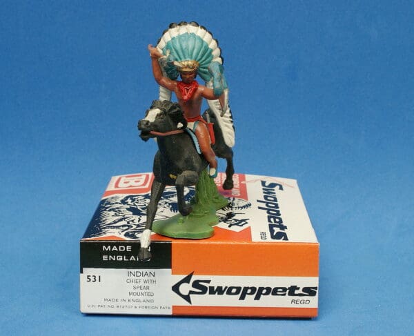 Swoppet Indian Chief with Spear Mounted (2nd Series Horse)