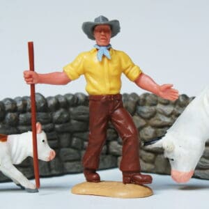Timpo Swoppet Farm Series Farmer, Cow & Calf (Late Issue)