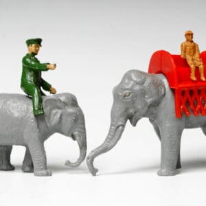 Taylor & Sons Elephant, Howdah, Baby Elephant & Keeper Astride