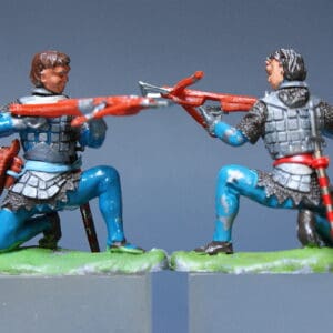 Swoppet C15th Knight Cross-bowmen - Pair of LATE Issue Figures