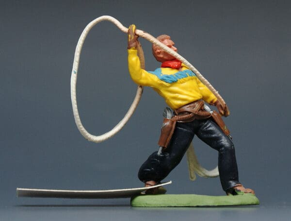 Swoppet Cowboy with Lasso - YELLOW Torso + Tag (Manhattan)