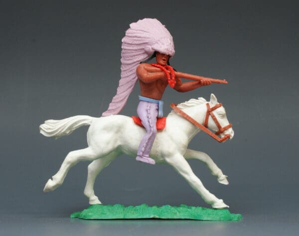 Timpo 2nd Series Mounted Indian Chief with LILAC War Bonnet!
