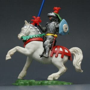 SOLD Swoppet C15th Knight with Standard on White Horse