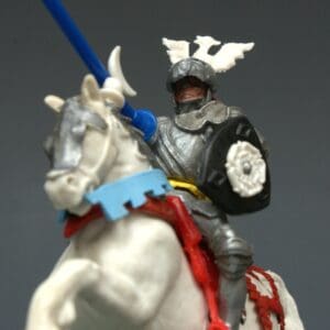 Swoppet Mounted C15th Century Knight Defending - WHITE Horse