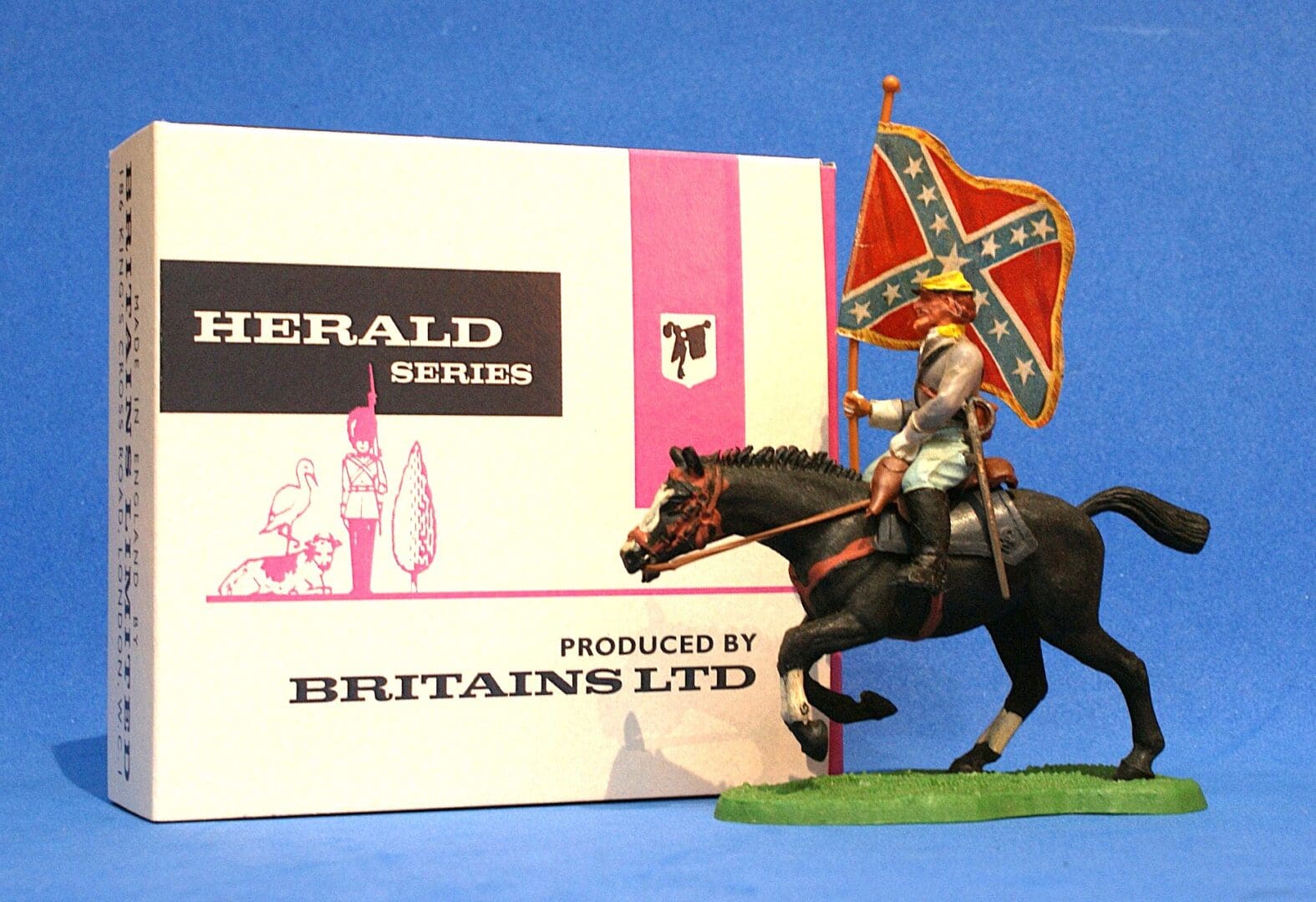 Britains ACW Rebel Cavalry Standard Bearer - Repro Box #150