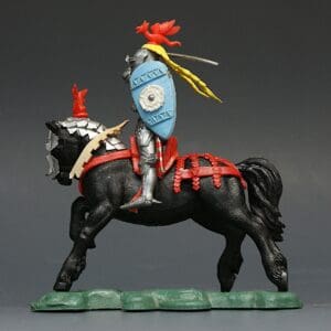 Swoppet C15th Mounted Knight Attacking - RED Caparison #1