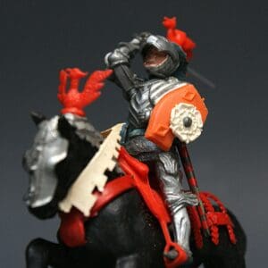 Swoppet C15th Mounted Knight Attacking - RED Caparison #2