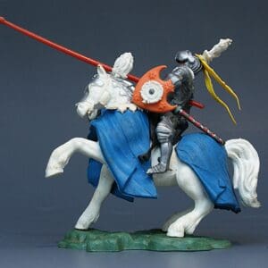 Swoppet C15th Mounted WHITE Knight Defending - ROYAL BLUE Blanket