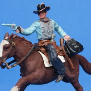 Herald Swoppet Mounted Cowboy Bank Robber - LIGHT BLUE Torso