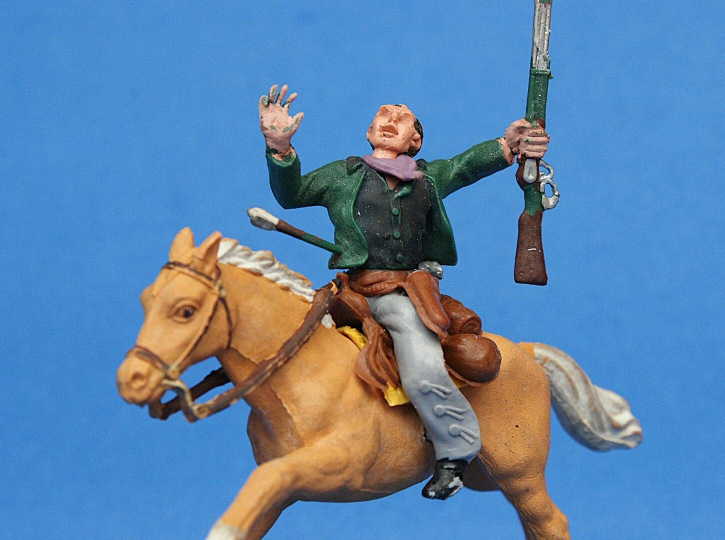 Swoppet Mounted Cowboy Wounded by Arrow - DARK GREEN Torso