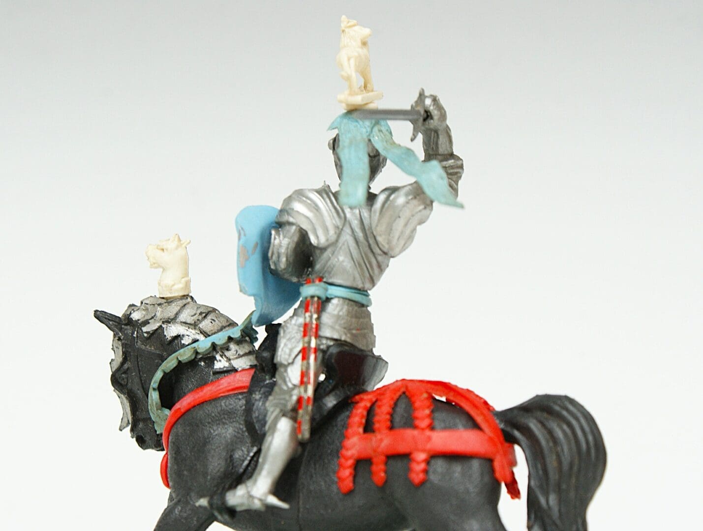 Swoppet Mounted Knight Attacking - LIGHT BLUE Reins & Favour - Image 2