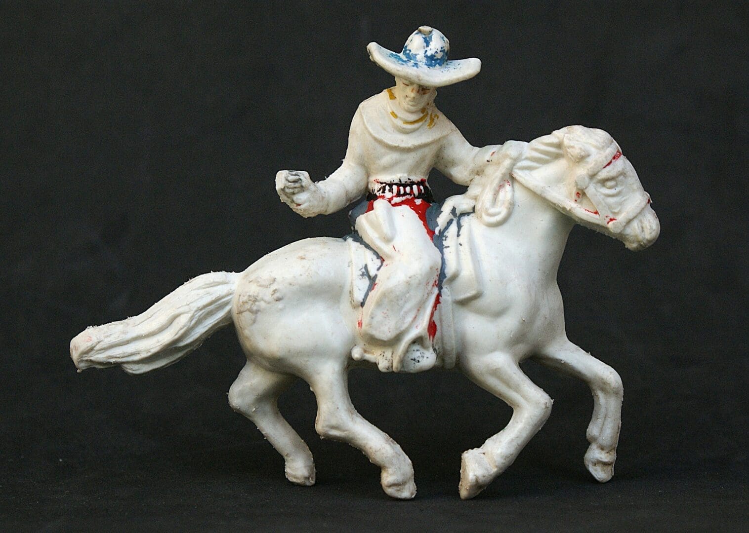 Lone Star Cowboy with Drawn Pistol - Rare WHITE Plastic!
