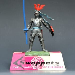 Swoppet Knight with Standard on Card Shop Plinth