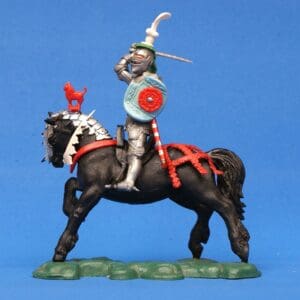 Britains Swoppet Mounted Knight Attacking - GREEN Favour