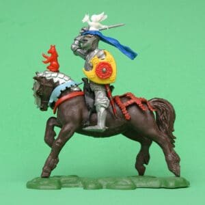 Britains Swoppet Mounted Knight Attacking - ROYAL BLUE Favour