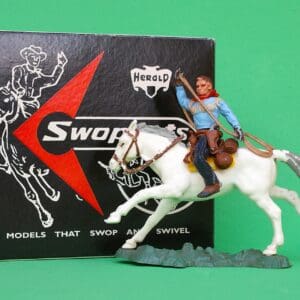 Herald Swoppet Mounted Cowboy with Lasso (LIGHT BLUE Torso)