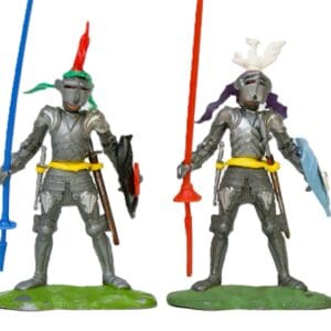 Swoppet C15th Pair of Foot Knights with Standard (Incomplete)