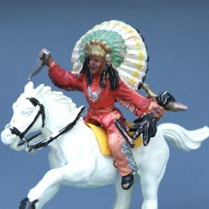 Timpo Solid Plastic 'Warbonnet' Mounted Indian with Trophy