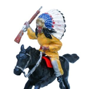 Timpo Solid Plastic 'Warbonnet' Mounted Indian with Rifle
