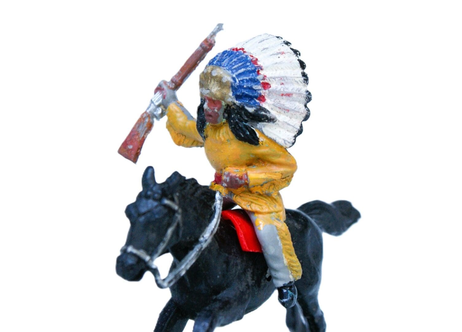 Timpo Solid Plastic 'Warbonnet' Mounted Indian with Rifle