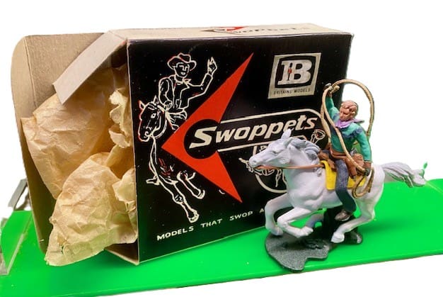 Herald Swoppet Mounted Cowboy Throwing Lasso - ORIGINAL Box