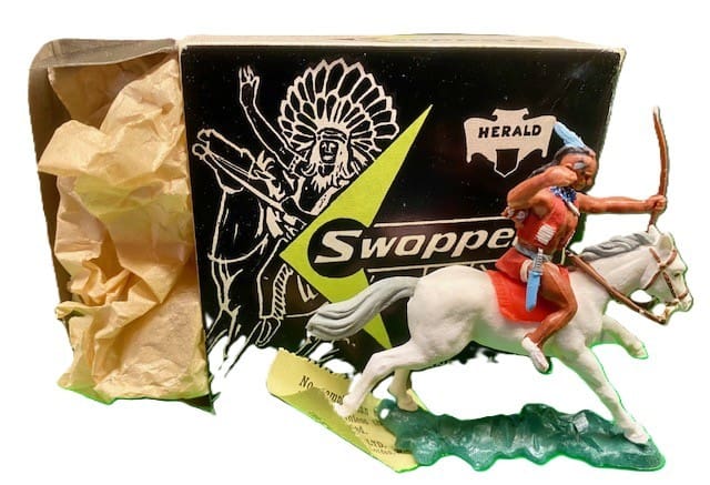 Herald Swoppet Mounted Indian Brave with Bow - ORIGINAL Box
