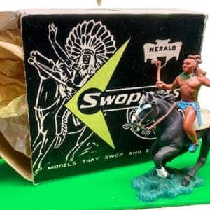 Herald Swoppet Mounted Indian Brave with Tomahawk - ORIGINAL Box