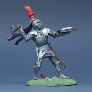 Swoppet C15th Knight with Axe - Red Plume of Feathers Crest