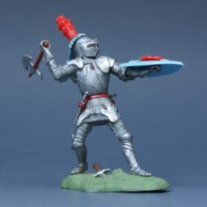 Swoppet C15th Knight with Axe - Red Panache of Feathers Crest