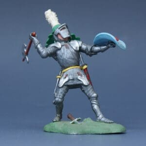 Swoppet C15th Knight with Axe - White Panache of Feathers Crest