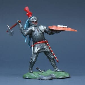 Swoppet C15th Knight with Axe - Red Plume of Feathers Crest