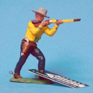 Herald Swoppet Cowboy Standing Firing Rifle - YELLOW Torso