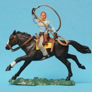 Herald Swoppet Mounted Cowboy with Lasso (LIGHT BLUE Torso)