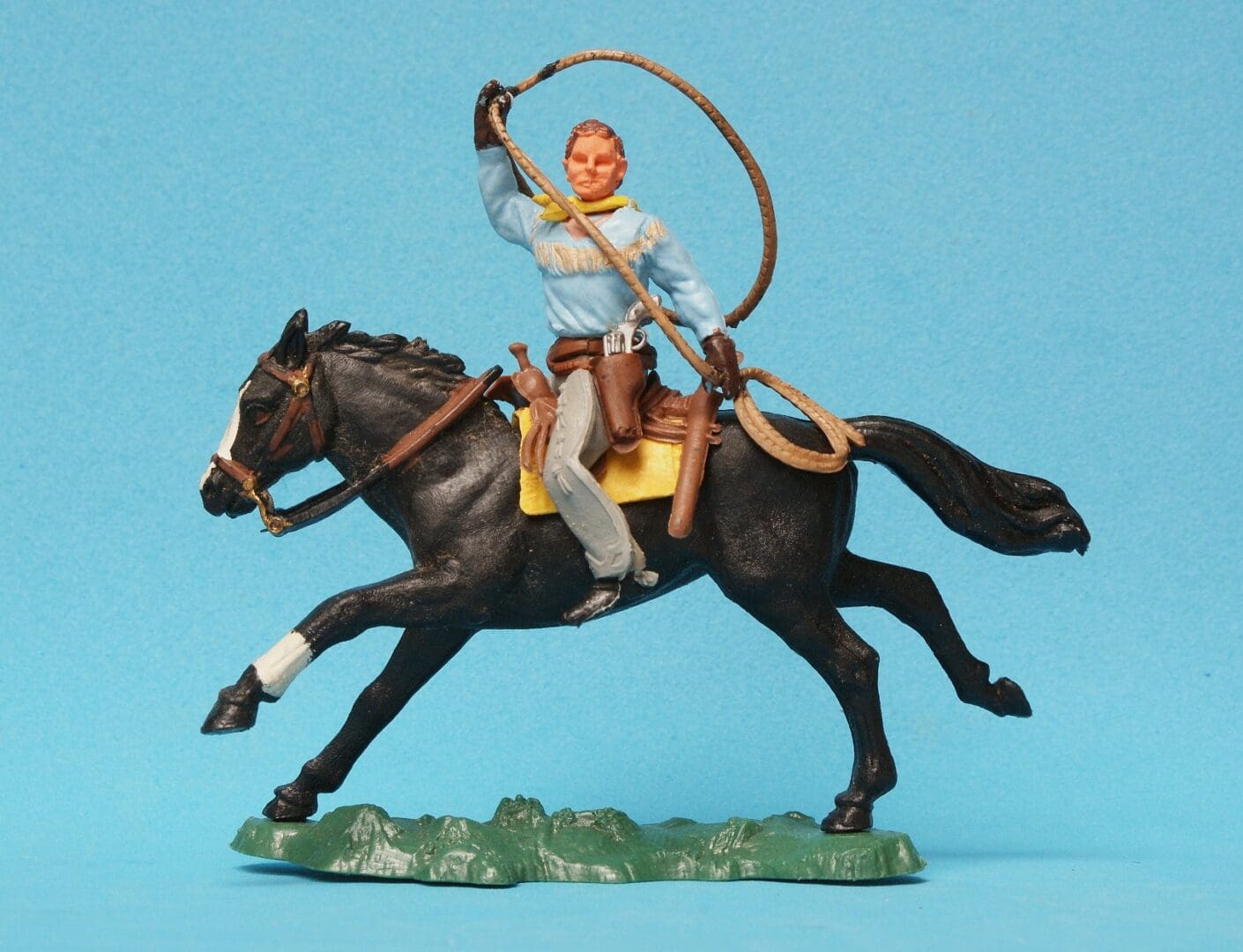 Herald Swoppet Mounted Cowboy with Lasso (LIGHT BLUE Torso)
