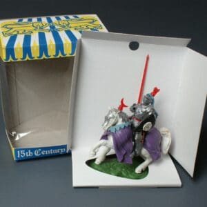 Swoppet C15th Mounted Knight Defending with Lance on WHITE Horse