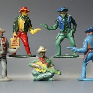 Timpo England - Group of 5 Cowboys from the Lead Moulds (Kendal)