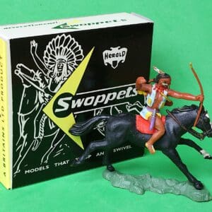 Herald Swoppet Mounted Indian with Bow (BLACK Horse)