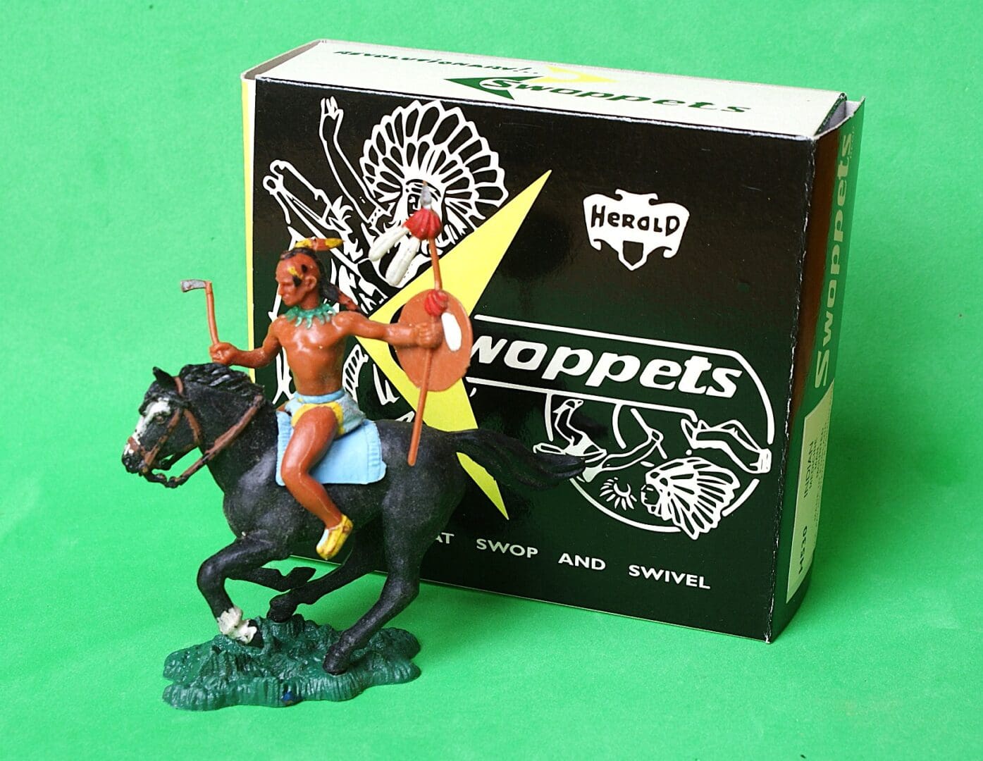 Herald Swoppet Mounted Indian Brave with Tomahawk