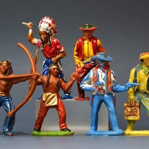 Timpo England Group of 6 Cowboys & Indians from the Lead Moulds
